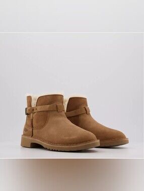 UGG Brown Suede Elisa Ankle Boots with Shearling